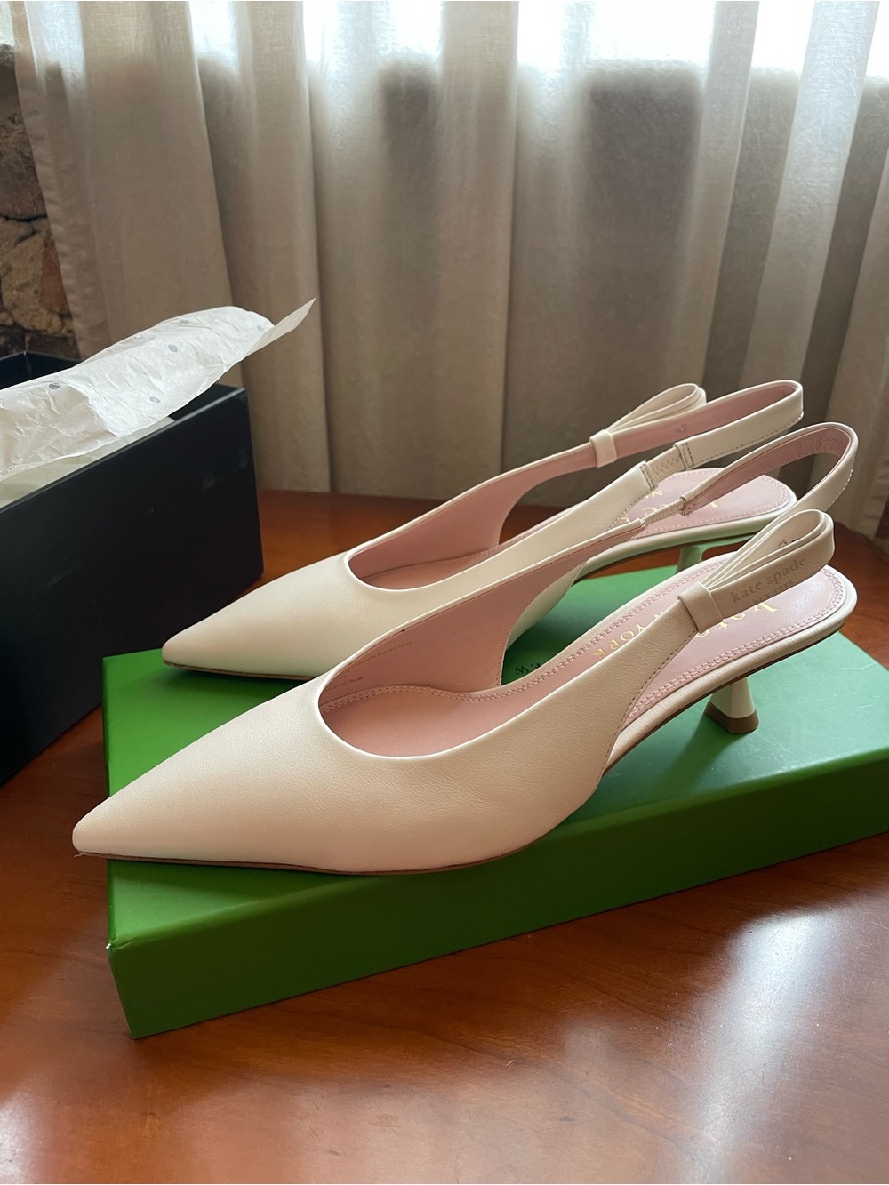 Kate Spade New York riley slingback pointed toe kitten heel pump